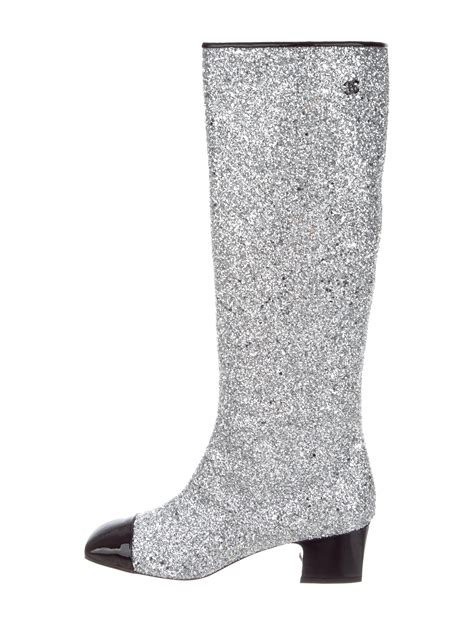 chanel glitter knee boots|chanel shoes prices.